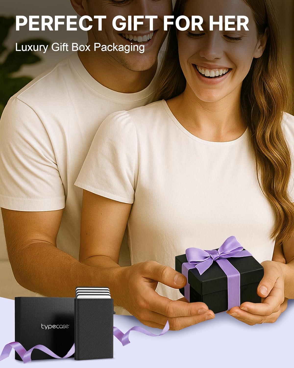 image:imagetypecase Womens Wallet Card Holder Pop Up Card Case Genuine Leather RFID Blocking Slim Minimalist Thin Small Size  914 Card Capacitiy ID Window Cash Pocket Sage GreenOnyx Noir