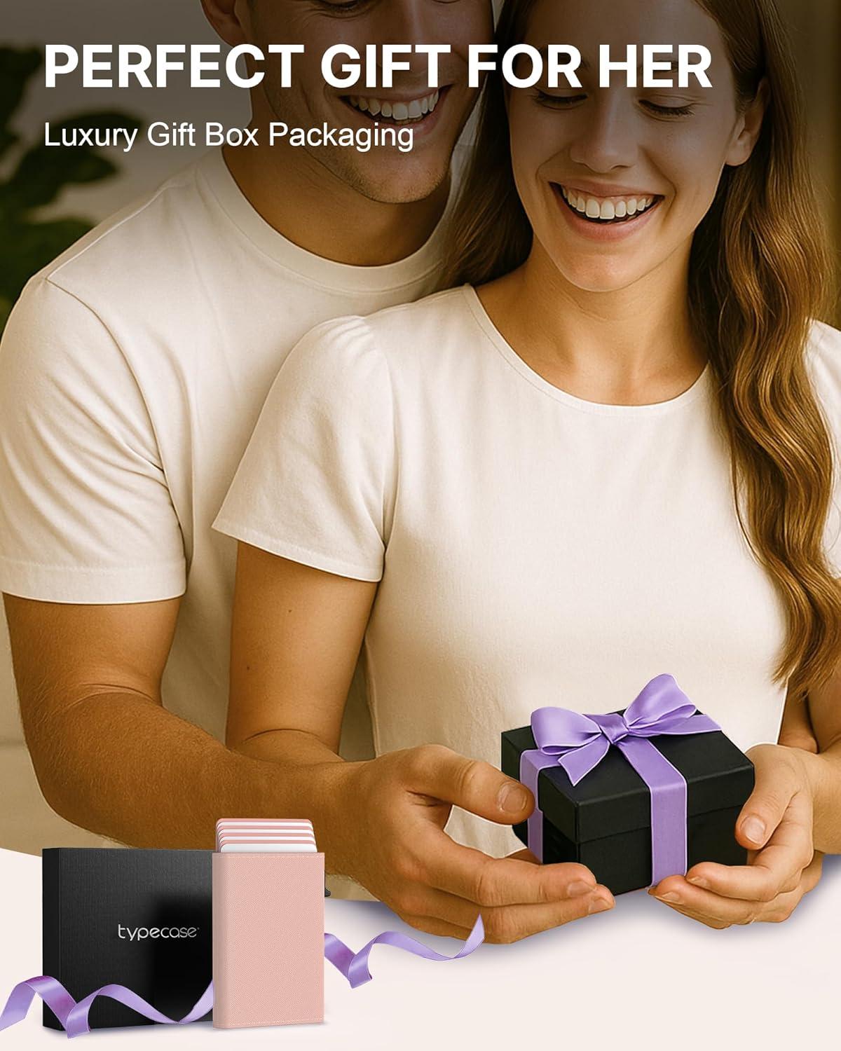 image:imagetypecase Womens Wallet Card Holder Pop Up Card Case Genuine Leather RFID Blocking Slim Minimalist Thin Small Size  914 Card Capacitiy ID Window Cash Pocket Sage GreenBlush Pink