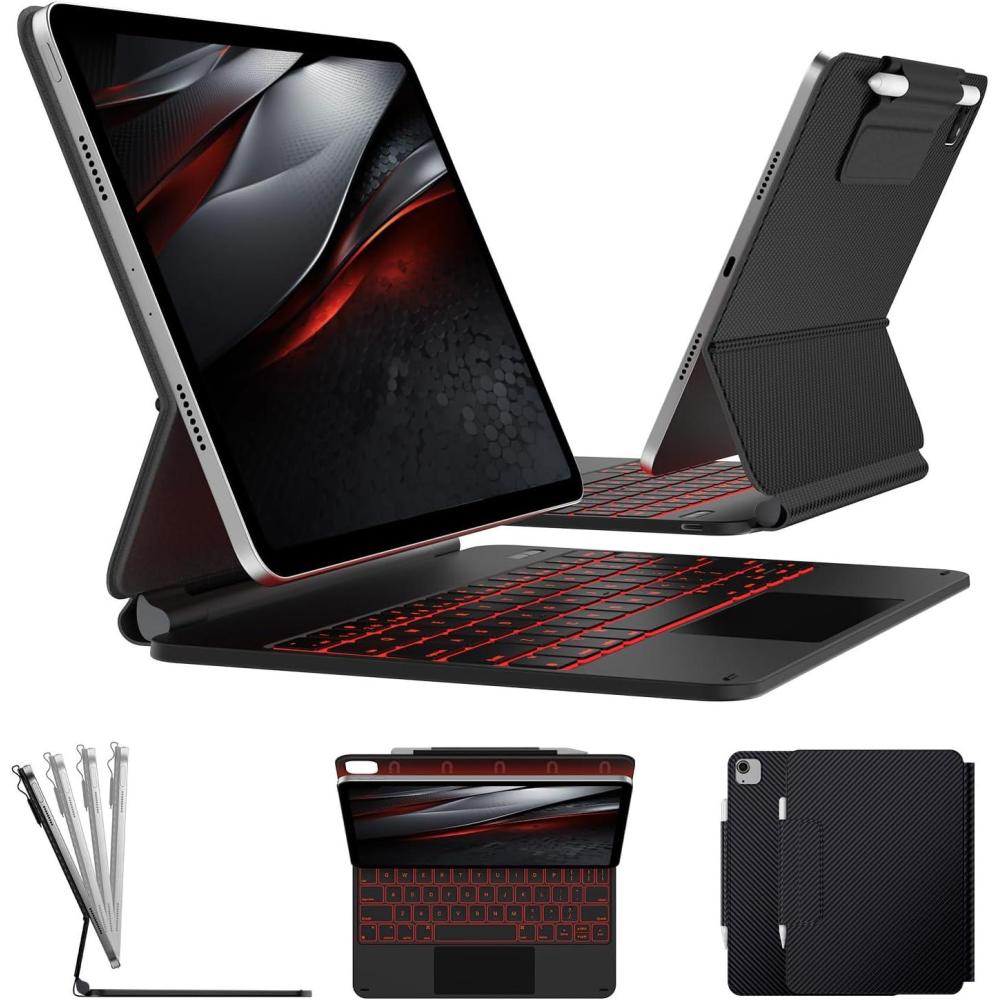 image:imagetypecase Edge Keyboard Case for iPad Air 11inchM4M3M2 202620252024 iPad Pro 11 4th3rd2nd1st Gen amp iPad Air 109 54th Gen MultiTouch Trackpad 11Color Backlight RaspberryCarbon Fiber