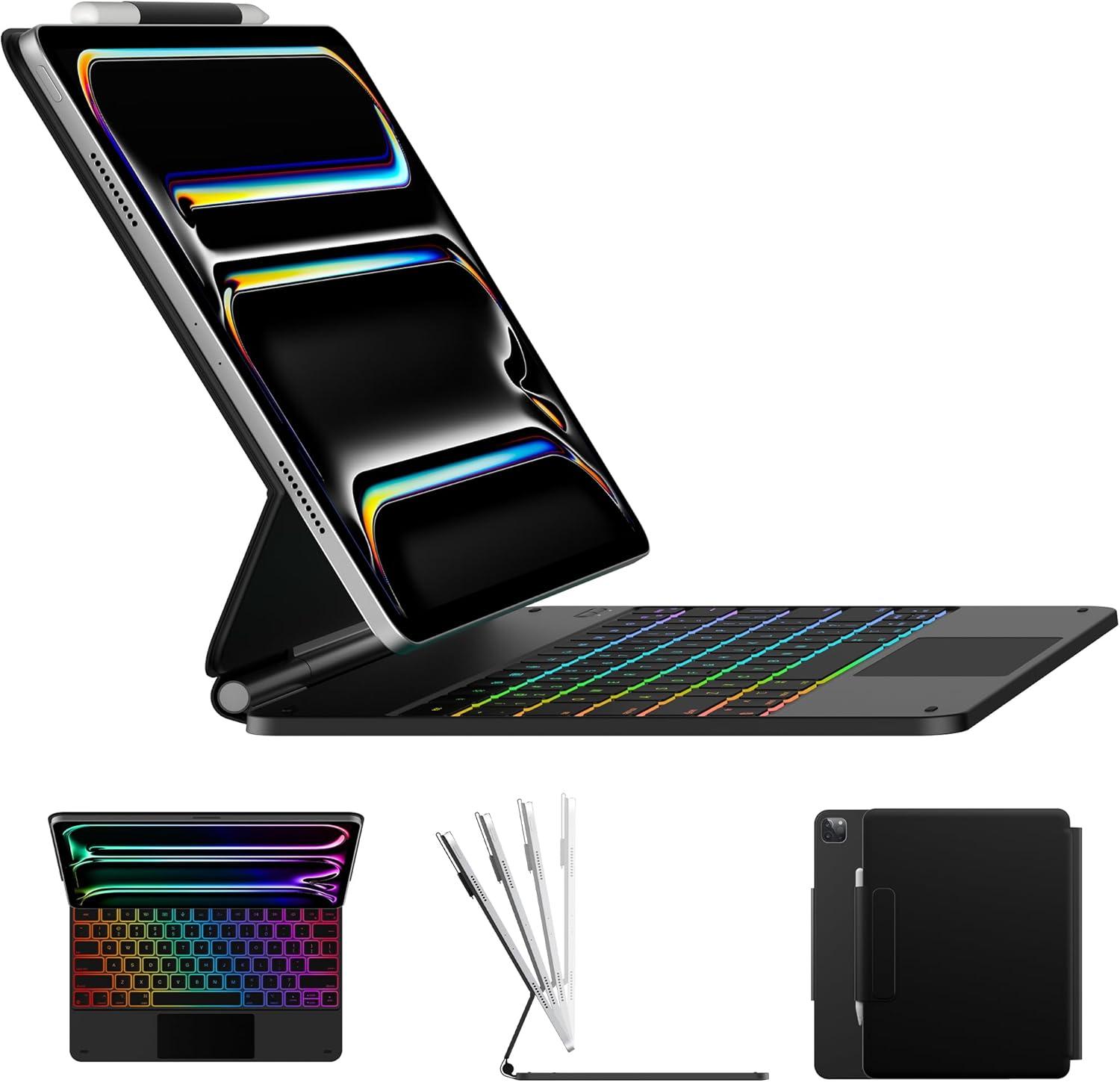 image:imagetypecase Edge Keyboard Case for iPad Air 11inchM4M3M2 202620252024 iPad Pro 11 4th3rd2nd1st Gen amp iPad Air 109 54th Gen MultiTouch Trackpad 11Color Backlight RaspberryBlack