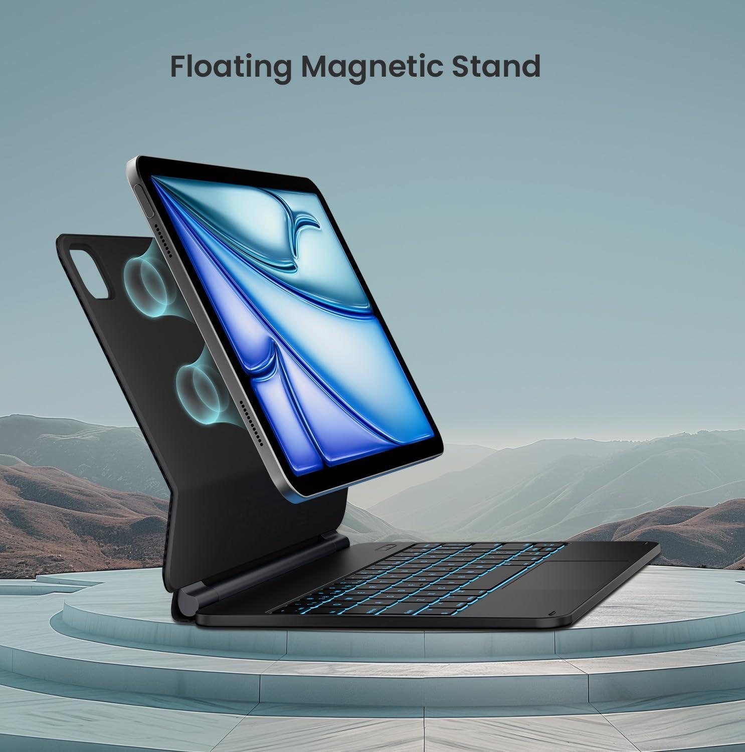 image:imagetypecase Edge Keyboard Case for iPad Air 11inchM4M3M2 202620252024 iPad Pro 11 4th3rd2nd1st Gen amp iPad Air 109 54th Gen MultiTouch Trackpad 11Color Backlight RaspberryBlack