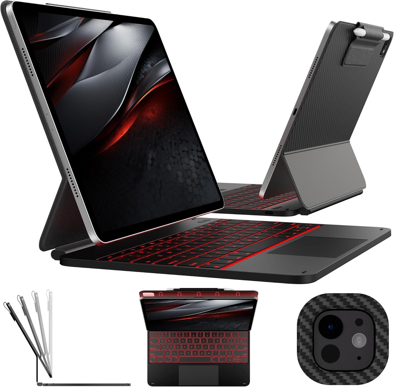 image:imagetypecase Edge Keyboard Case for iPad Air 11inchM4M3M2 202620252024 iPad Pro 11 4th3rd2nd1st Gen amp iPad Air 109 54th Gen MultiTouch Trackpad 11Color Backlight RaspberryCarbon Fiber