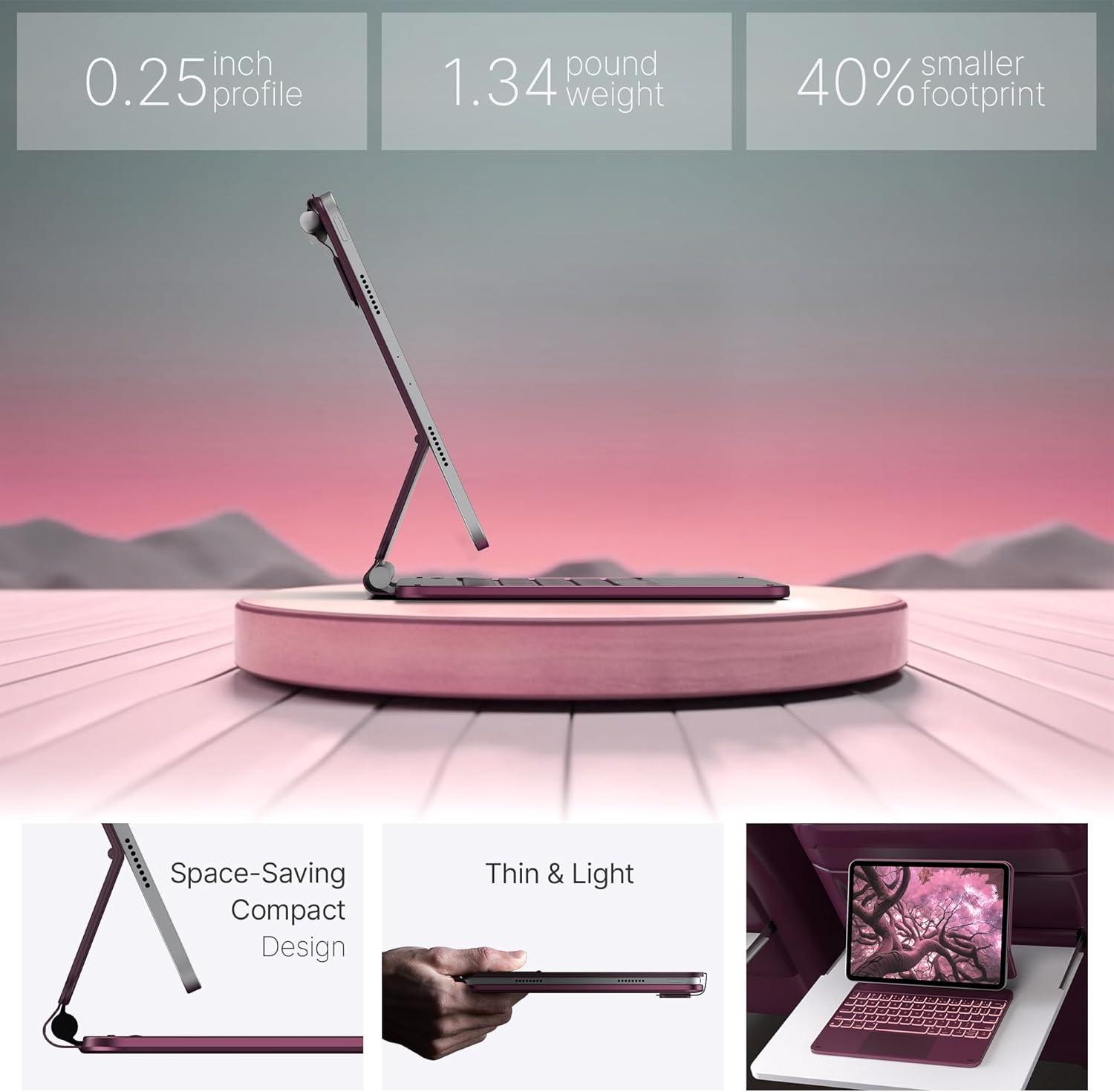 image:imagetypecase Edge Keyboard Case for iPad Air 11inchM4M3M2 202620252024 iPad Pro 11 4th3rd2nd1st Gen amp iPad Air 109 54th Gen MultiTouch Trackpad 11Color Backlight RaspberryRaspberry