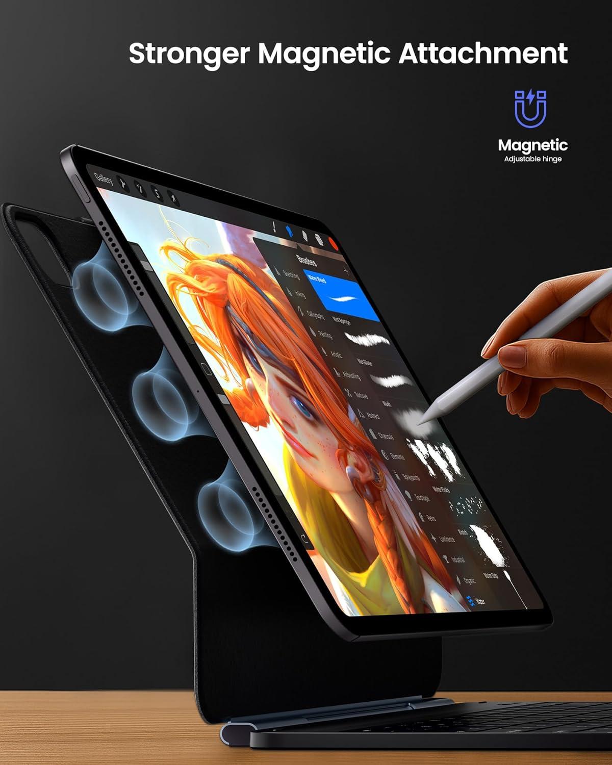 image:imagetypecase Edge Keyboard Case for iPad Air 11inchM4M3M2 202620252024 iPad Pro 11 4th3rd2nd1st Gen amp iPad Air 109 54th Gen MultiTouch Trackpad 11Color Backlight RaspberrySpace Black