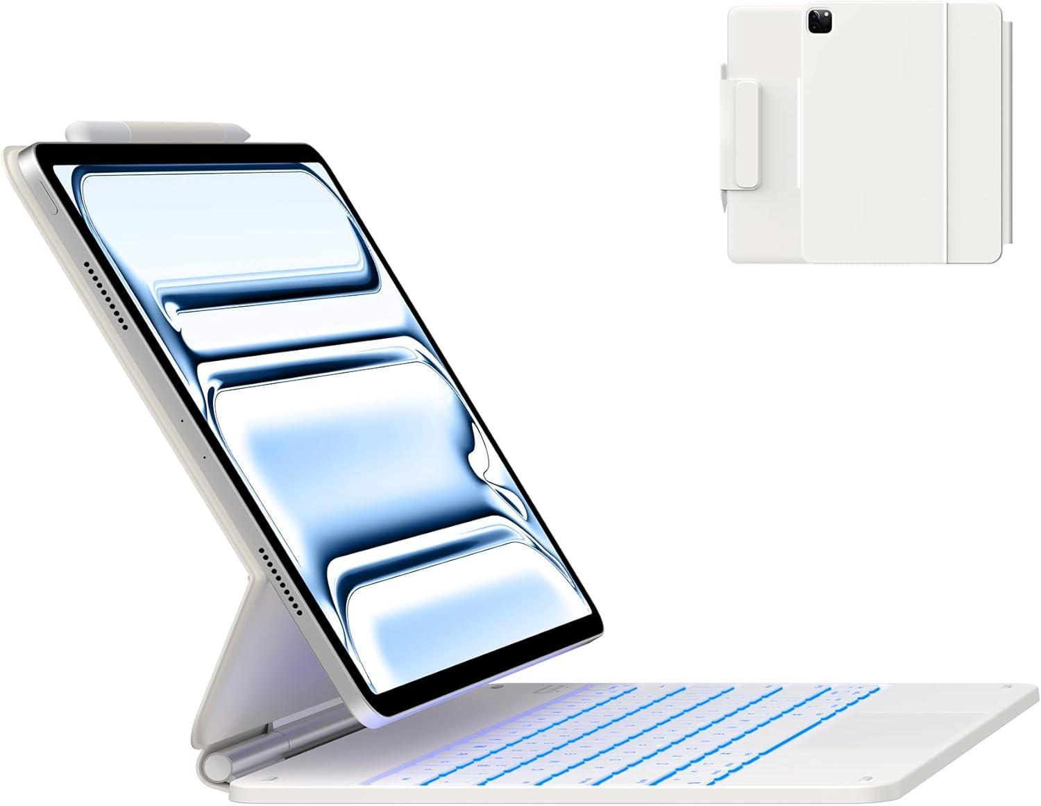 image:imagetypecase Edge Keyboard Case for iPad Air 11inchM4M3M2 202620252024 iPad Pro 11 4th3rd2nd1st Gen amp iPad Air 109 54th Gen MultiTouch Trackpad 11Color Backlight RaspberryWhite