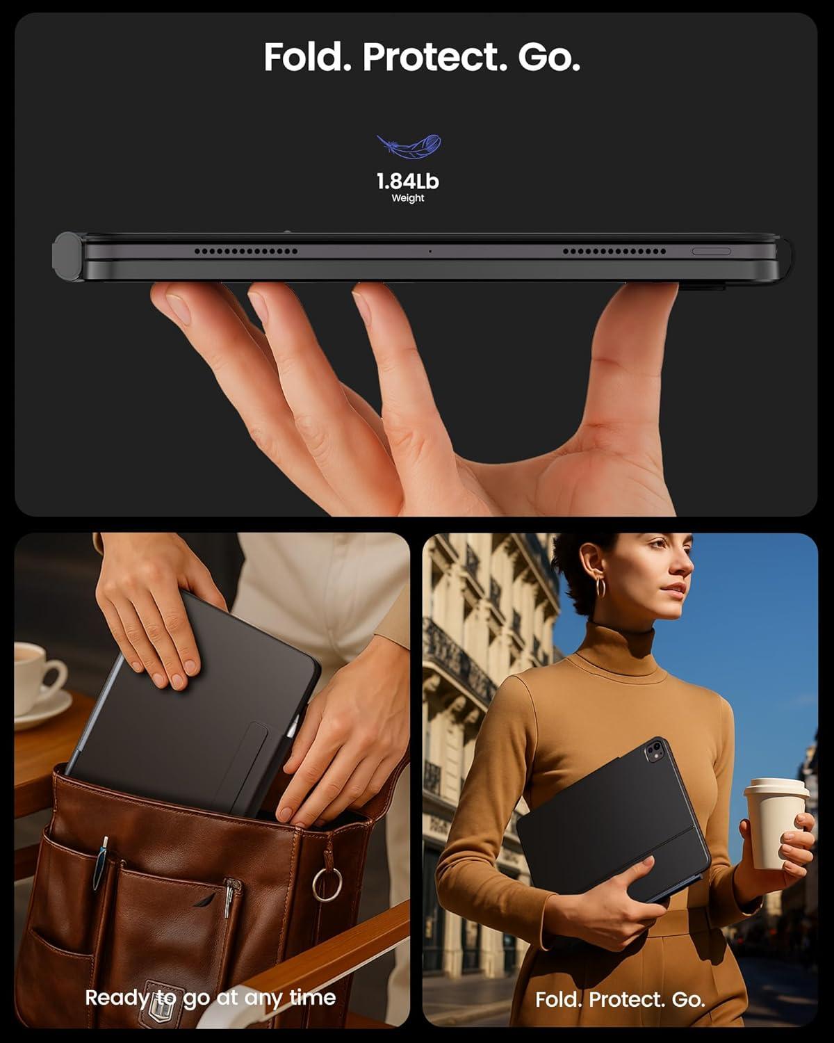 image:imagetypecase Edge Keyboard Case for iPad Air 11inchM4M3M2 202620252024 iPad Pro 11 4th3rd2nd1st Gen amp iPad Air 109 54th Gen MultiTouch Trackpad 11Color Backlight RaspberrySpace Black