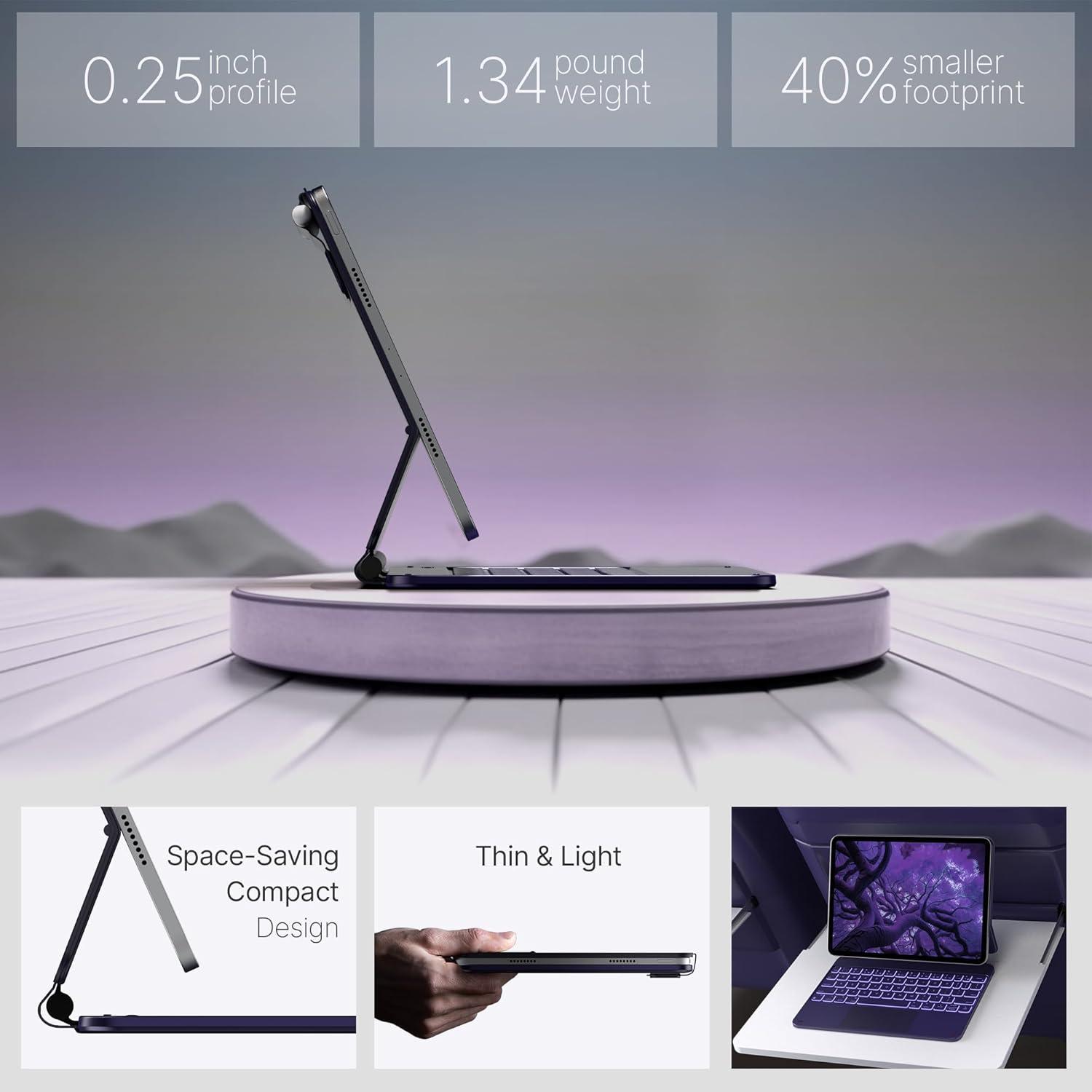 image:imagetypecase Edge Keyboard Case for iPad Air 11inchM4M3M2 202620252024 iPad Pro 11 4th3rd2nd1st Gen amp iPad Air 109 54th Gen MultiTouch Trackpad 11Color Backlight RaspberryMidnight Amethyst