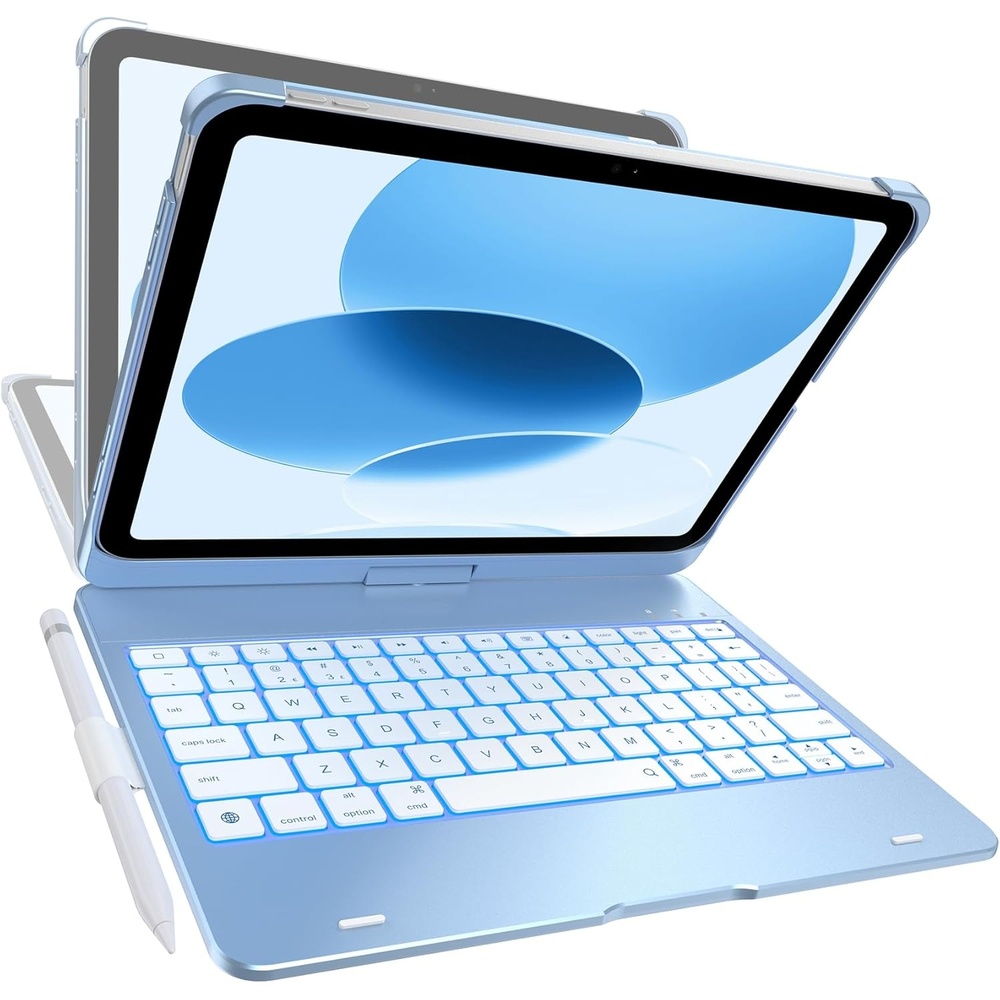 image:imagetypecase Flexbook Keyboard Case for iPad 11th A16 2025 and iPad 10th Gen 109 2022  No Trackpad 11Color Backlight 360 Rotatable 7 Use Modes Thin amp Lightweight  Light PinkSky Blue