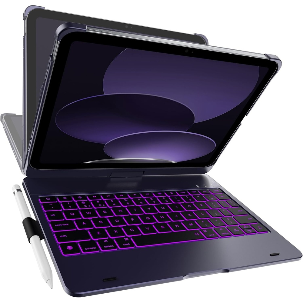 image:imagetypecase Flexbook Keyboard Case for iPad 11th A16 2025 and iPad 10th Gen 109 2022  No Trackpad 11Color Backlight 360 Rotatable 7 Use Modes Thin amp Lightweight  Light PinkMidnight Amethyst