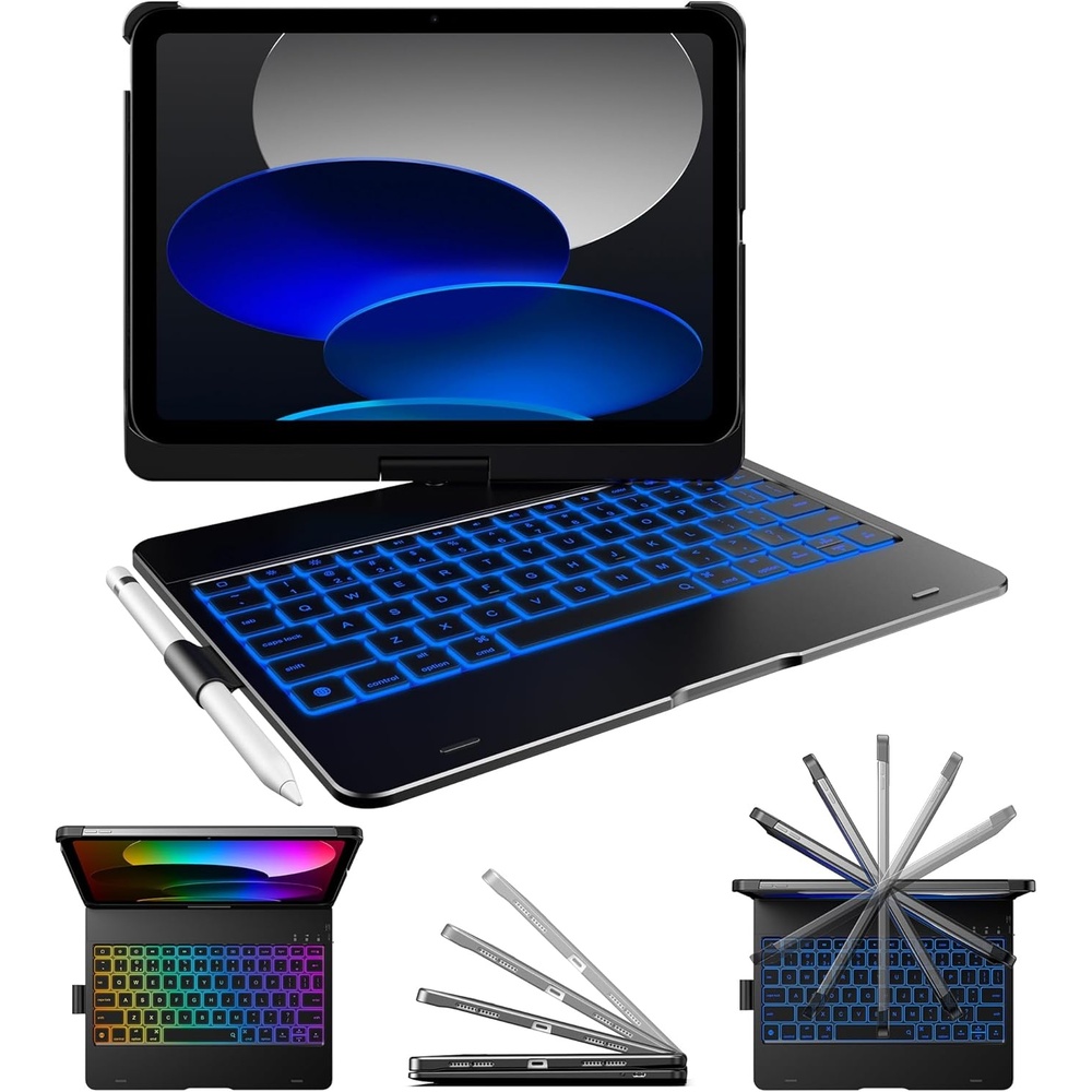image:imagetypecase Flexbook Keyboard Case for iPad 11th A16 2025 and iPad 10th Gen 109 2022  No Trackpad 11Color Backlight 360 Rotatable 7 Use Modes Thin amp Lightweight  Light PinkBlack