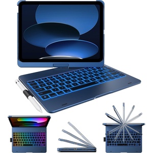 typecase Flexbook Keyboard Case for iPad 11th (A16, 2025) and iPad 10th Gen (10.9″, 2022) – No Trackpad, 11-Color Backlight, 360° Rotatable, 7 Use Modes, Thin & Lightweight – Light Pink(Midnight Blue)