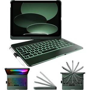 typecase Flexbook Keyboard Case for iPad 11th (A16, 2025) and iPad 10th Gen (10.9″, 2022) – No Trackpad, 11-Color Backlight, 360° Rotatable, 7 Use Modes, Thin & Lightweight – Light Pink(Midnight Green)