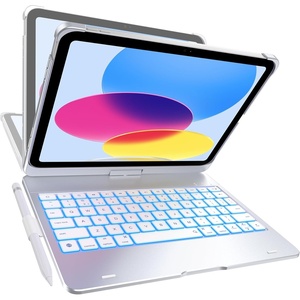 typecase Flexbook Keyboard Case for iPad 11th (A16, 2025) and iPad 10th Gen (10.9″, 2022) – No Trackpad, 11-Color Backlight, 360° Rotatable, 7 Use Modes, Thin & Lightweight – Light Pink(Silver)