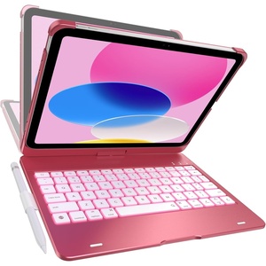 typecase Flexbook Keyboard Case for iPad 11th (A16, 2025) and iPad 10th Gen (10.9″, 2022) – No Trackpad, 11-Color Backlight, 360° Rotatable, 7 Use Modes, Thin & Lightweight – Light Pink(Pink)