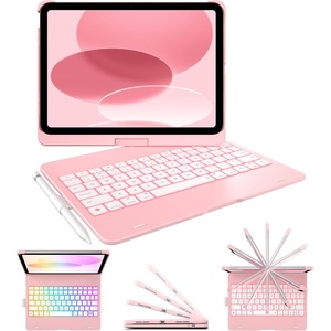 typecase Flexbook Keyboard Case for iPad 11th (A16, 2025) and iPad 10th Gen (10.9″, 2022) – No Trackpad, 11-Color Backlight, 360° Rotatable, 7 Use Modes, Thin & Lightweight – Light Pink(Light Pink)