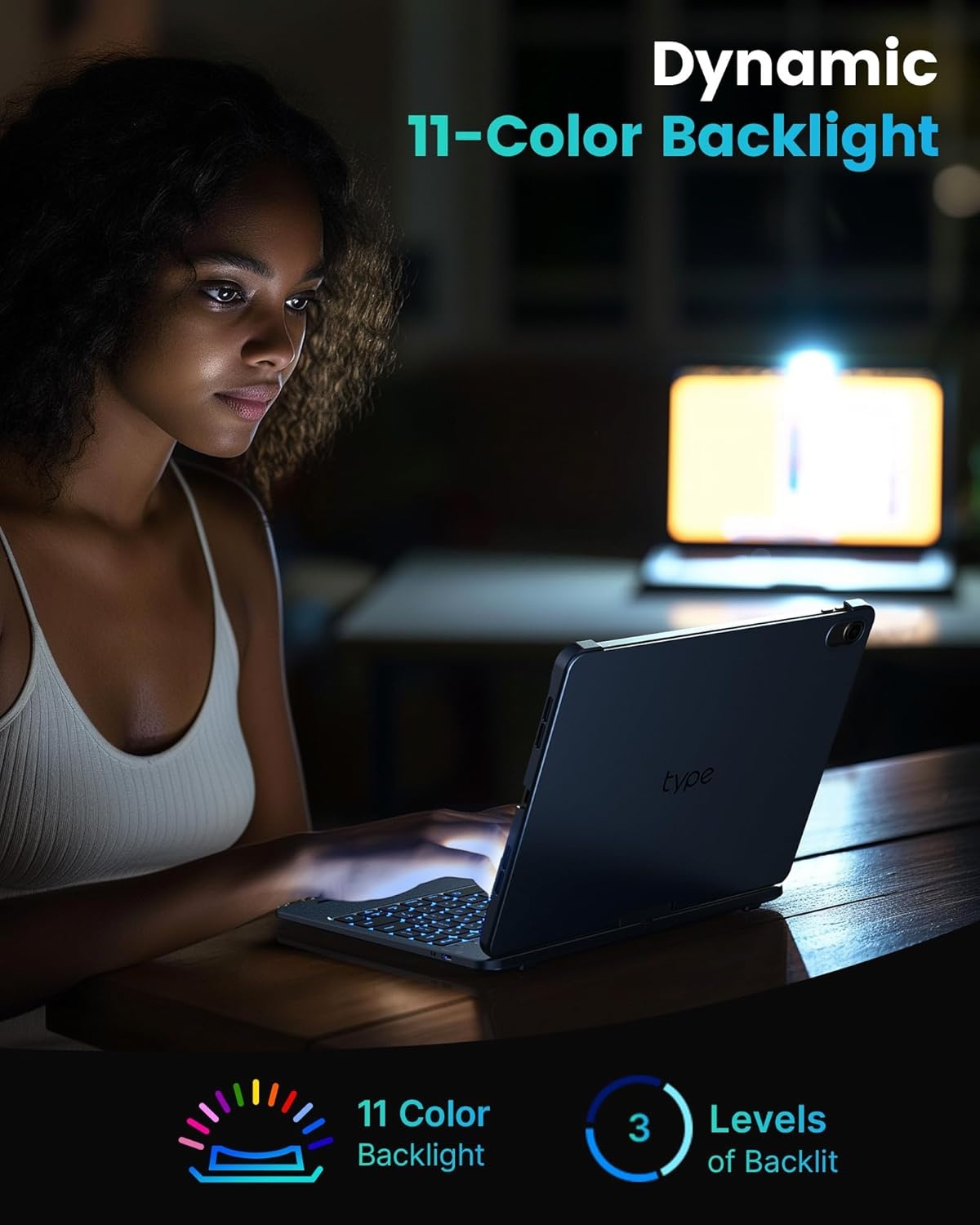 image:imagetypecase Flexbook Keyboard Case for iPad 11th A16 2025 and iPad 10th Gen 109 2022  No Trackpad 11Color Backlight 360 Rotatable 7 Use Modes Thin amp Lightweight  Light PinkMidnight Blue