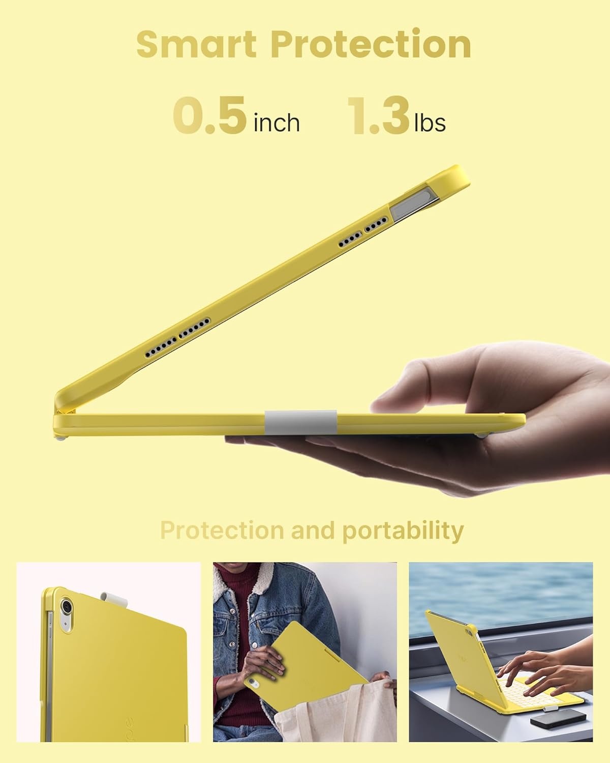 image:imagetypecase Flexbook Keyboard Case for iPad 11th A16 2025 and iPad 10th Gen 109 2022  No Trackpad 11Color Backlight 360 Rotatable 7 Use Modes Thin amp Lightweight  Light PinkYellow
