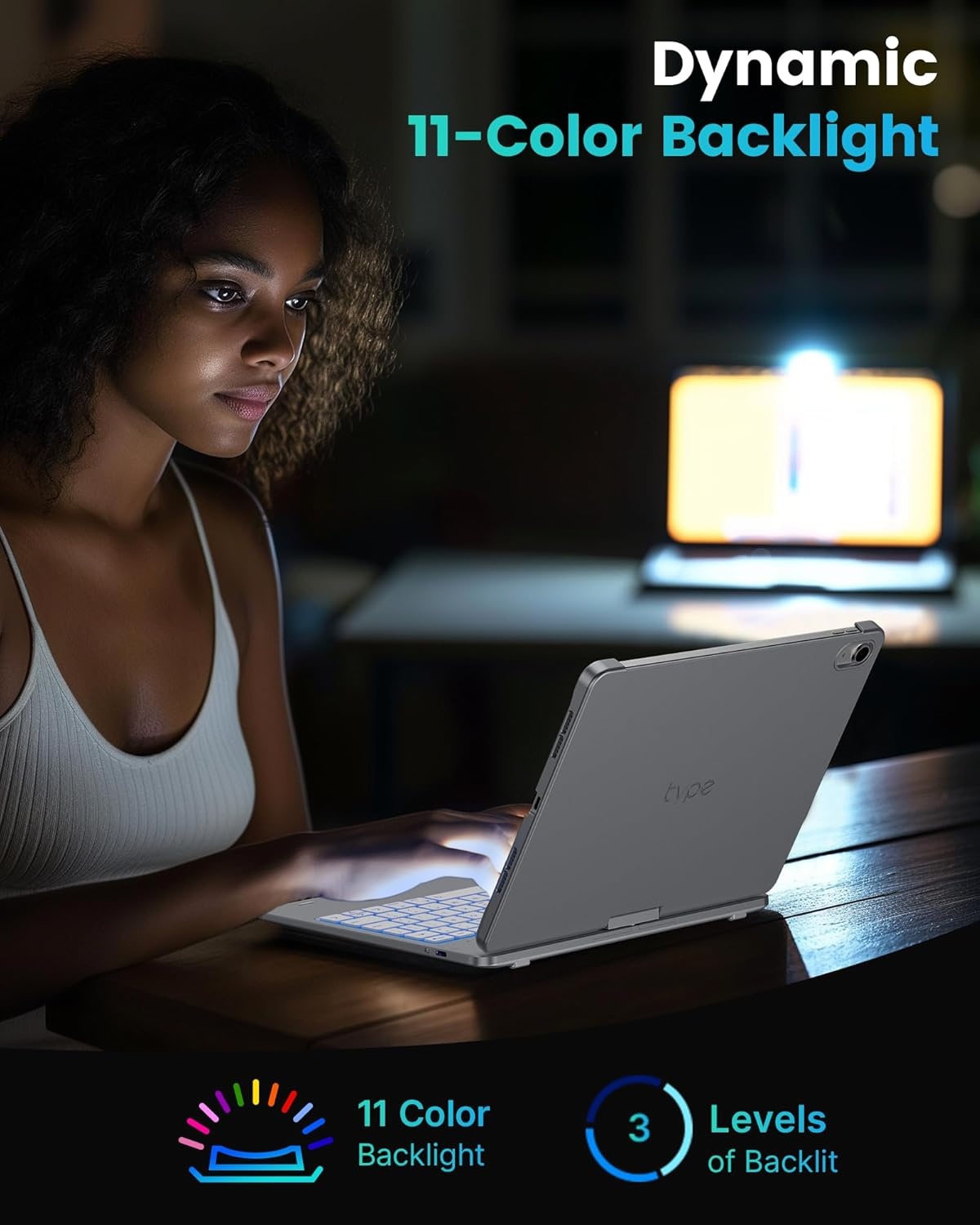 image:imagetypecase Flexbook Keyboard Case for iPad 11th A16 2025 and iPad 10th Gen 109 2022  No Trackpad 11Color Backlight 360 Rotatable 7 Use Modes Thin amp Lightweight  Light PinkSilver
