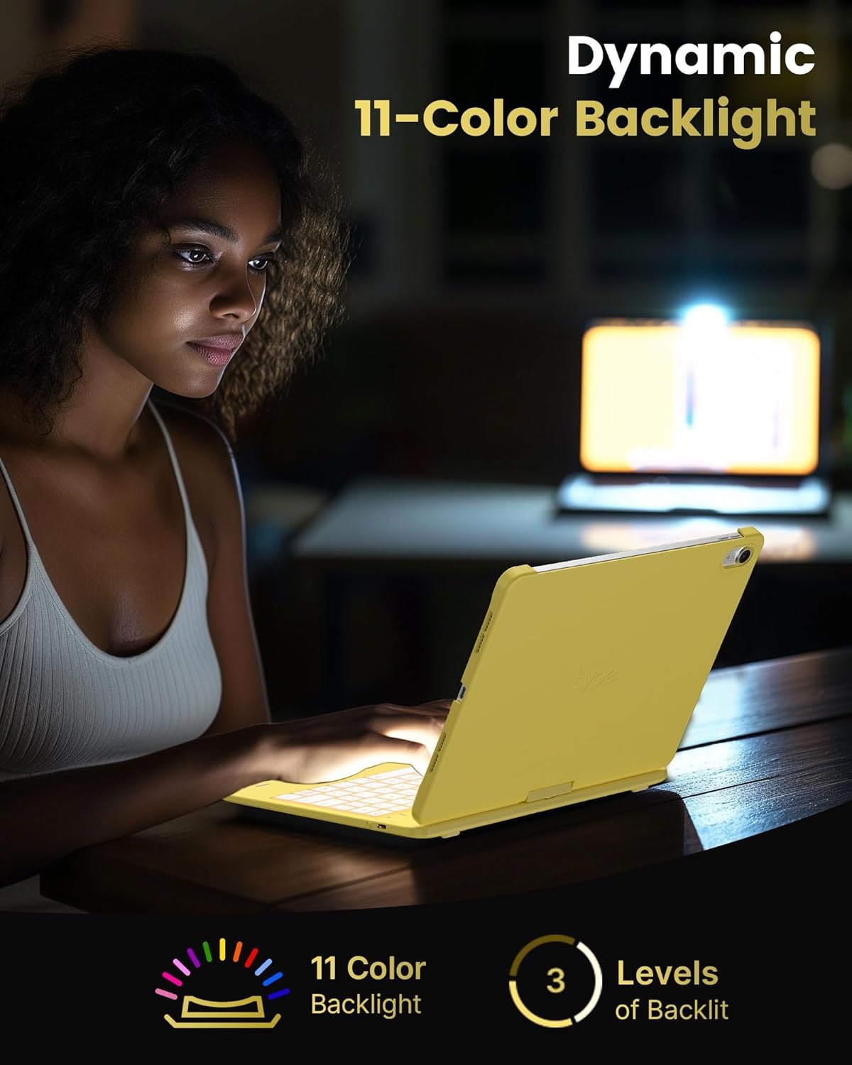 image:imagetypecase Flexbook Keyboard Case for iPad 11th A16 2025 and iPad 10th Gen 109 2022  No Trackpad 11Color Backlight 360 Rotatable 7 Use Modes Thin amp Lightweight  Light PinkYellow