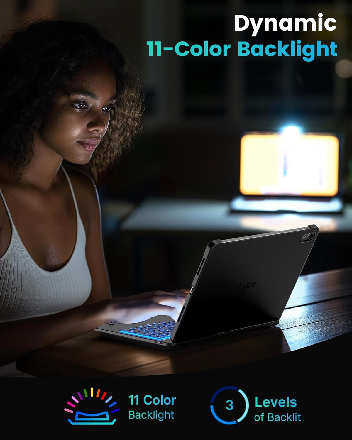 image:imagetypecase Flexbook Keyboard Case for iPad 11th A16 2025 and iPad 10th Gen 109 2022 No Trackpad 11Color Backlight 360 Rotatable 7 Use Modes Thin amp Lightweight Light PinkBlack