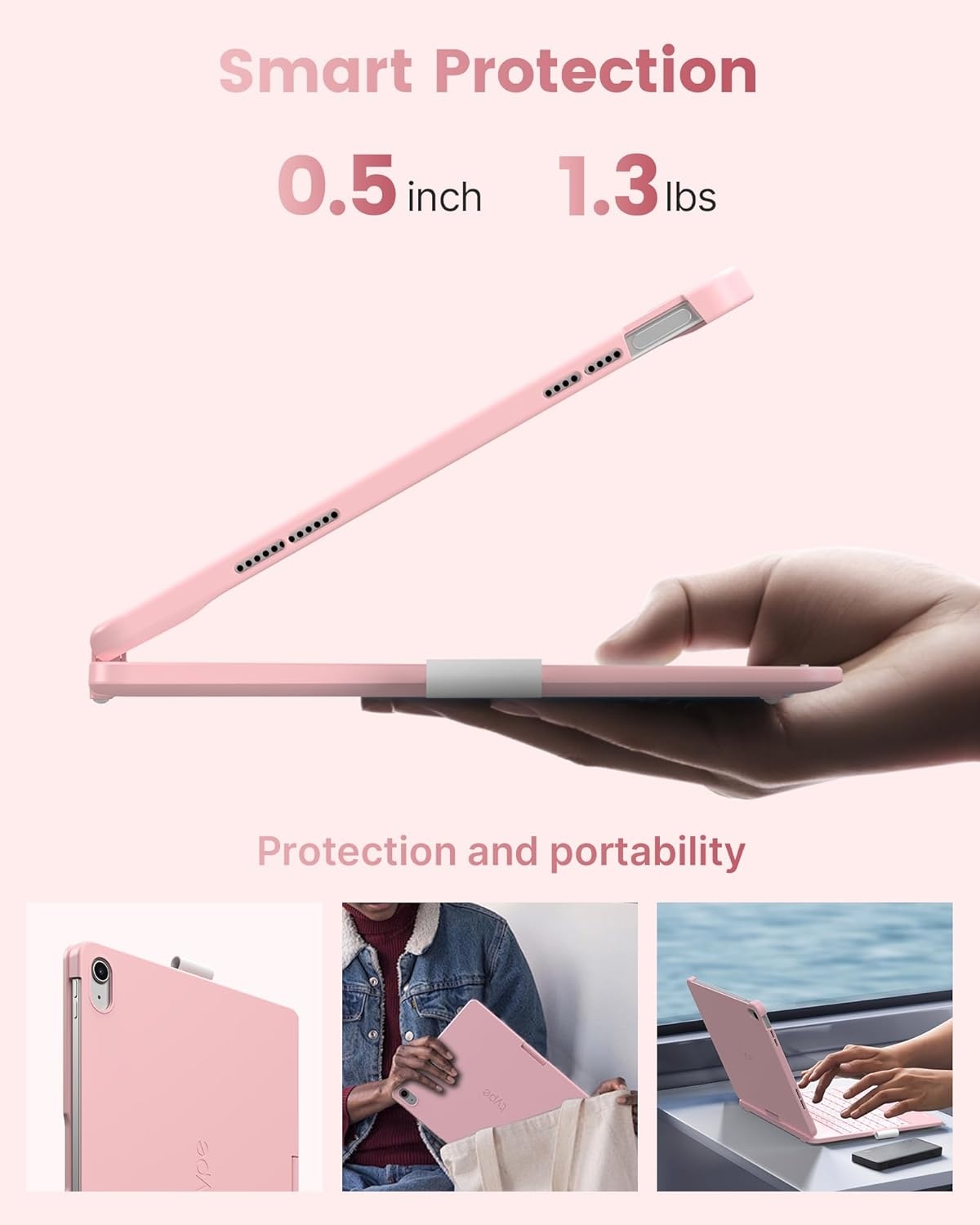 image:imagetypecase Flexbook Keyboard Case for iPad 11th A16 2025 and iPad 10th Gen 109 2022  No Trackpad 11Color Backlight 360 Rotatable 7 Use Modes Thin amp Lightweight  Light PinkLight Pink