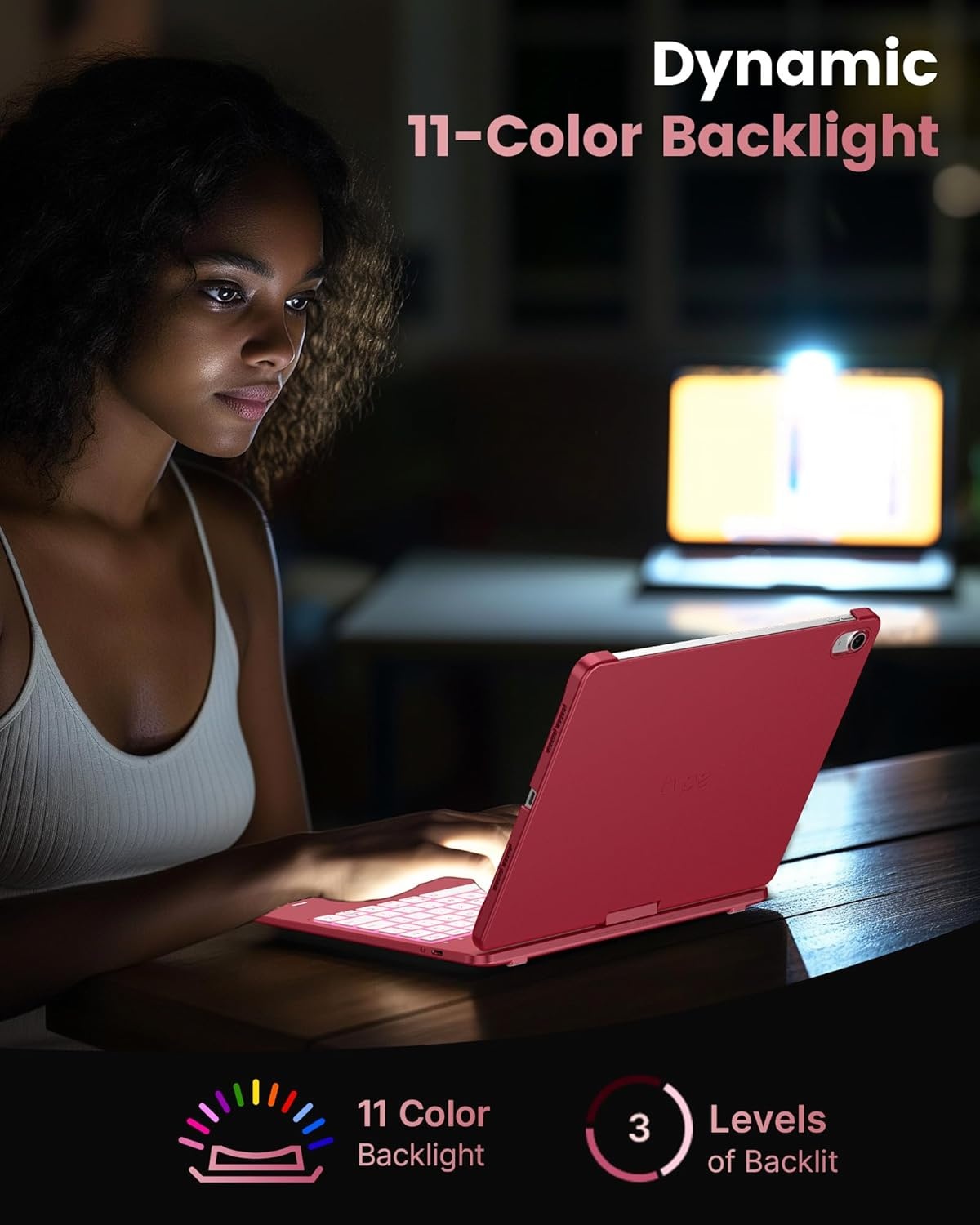 image:imagetypecase Flexbook Keyboard Case for iPad 11th A16 2025 and iPad 10th Gen 109 2022  No Trackpad 11Color Backlight 360 Rotatable 7 Use Modes Thin amp Lightweight  Light PinkPink