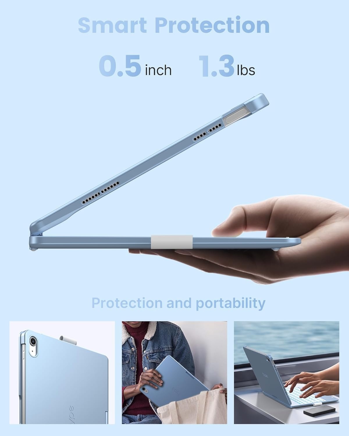 image:imagetypecase Flexbook Keyboard Case for iPad 11th A16 2025 and iPad 10th Gen 109 2022  No Trackpad 11Color Backlight 360 Rotatable 7 Use Modes Thin amp Lightweight  Light PinkSky Blue