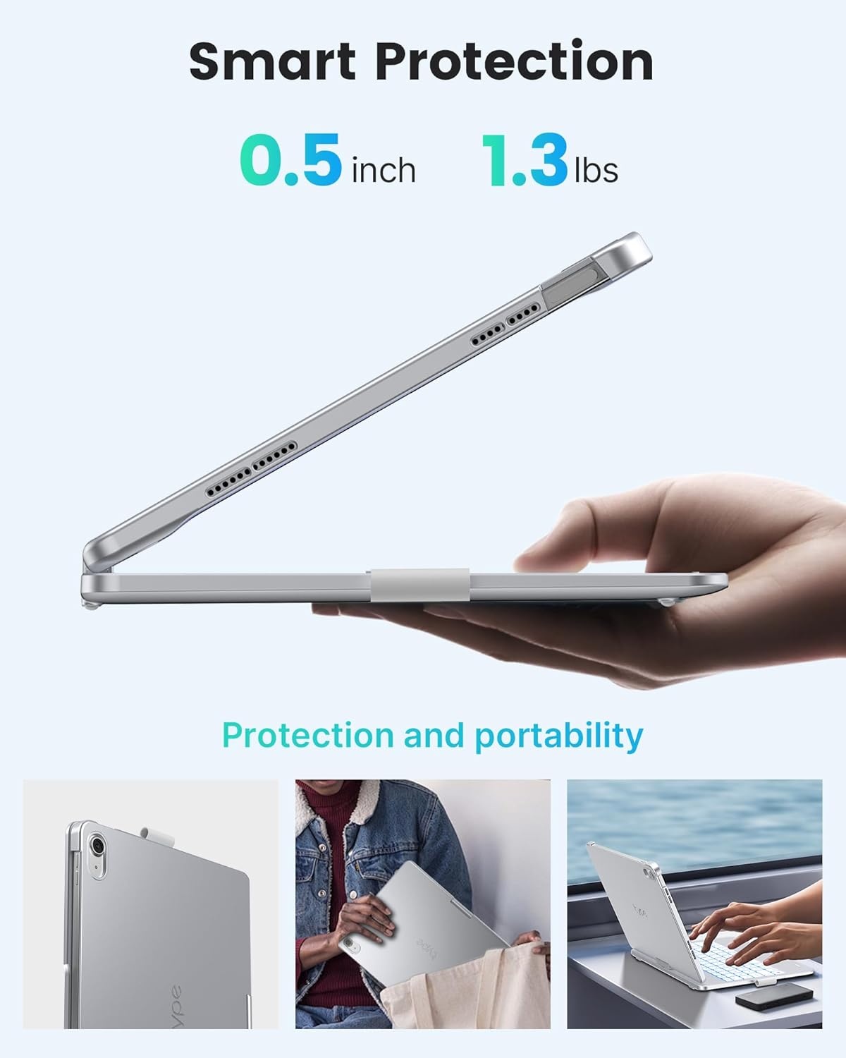 image:imagetypecase Flexbook Keyboard Case for iPad 11th A16 2025 and iPad 10th Gen 109 2022  No Trackpad 11Color Backlight 360 Rotatable 7 Use Modes Thin amp Lightweight  Light PinkSilver