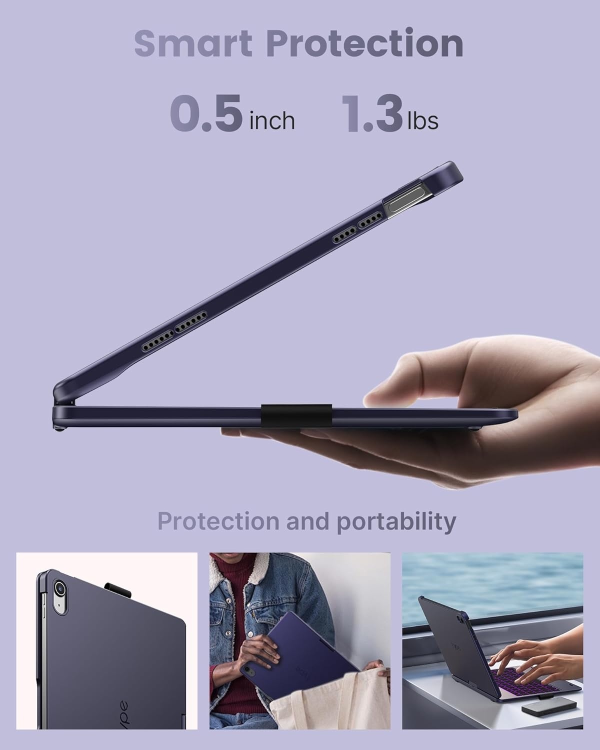 image:imagetypecase Flexbook Keyboard Case for iPad 11th A16 2025 and iPad 10th Gen 109 2022  No Trackpad 11Color Backlight 360 Rotatable 7 Use Modes Thin amp Lightweight  Light PinkMidnight Amethyst