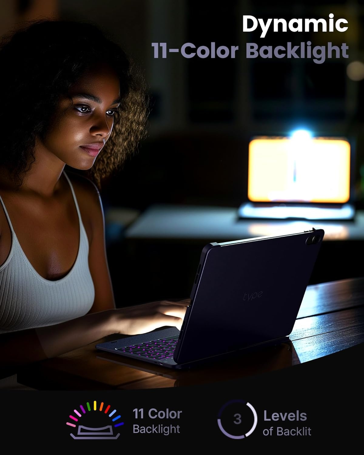 image:imagetypecase Flexbook Keyboard Case for iPad 11th A16 2025 and iPad 10th Gen 109 2022  No Trackpad 11Color Backlight 360 Rotatable 7 Use Modes Thin amp Lightweight  Light PinkMidnight Amethyst