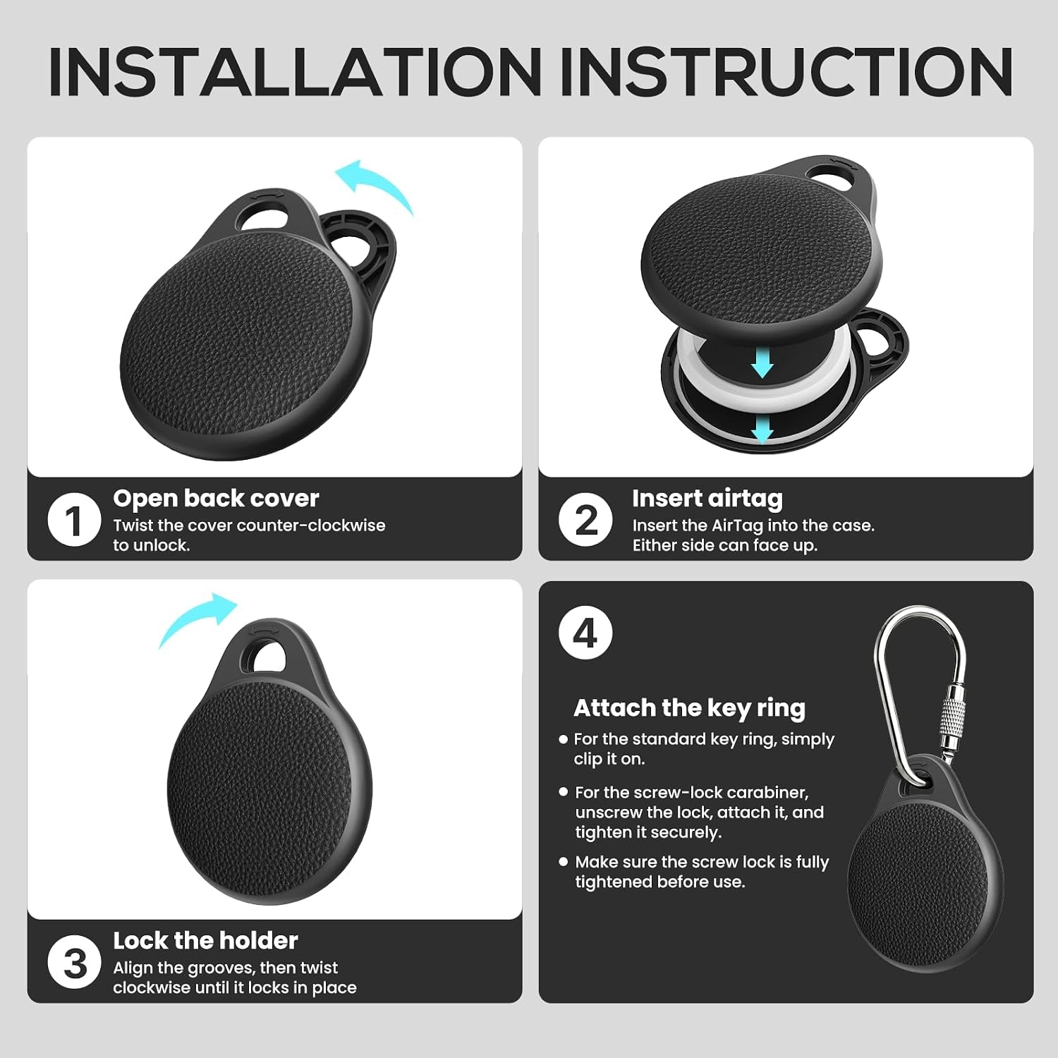 image:imageAirTag Holder for Apple AirTag 2nd amp 1st Gen 4 Pack Airtag Keychain Case Airtag Holder AntiLost Waterproof amp Shockproofamp AntiScratch TPU Air Tag Case for Kids Pets Keys Luggage BackpacksBlackBlackBlackBlack