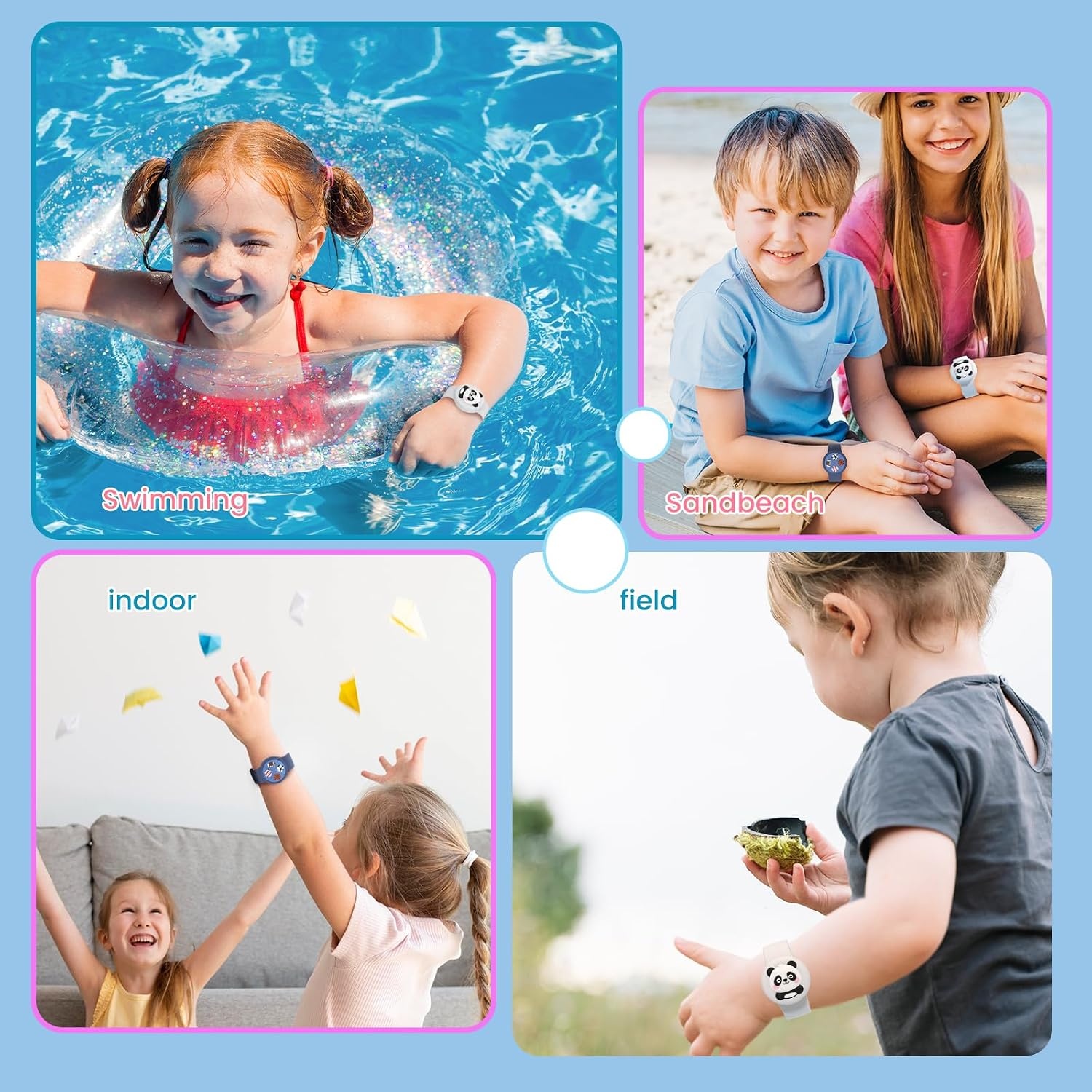 image:imageWaterproof Air tag Bracelets for Kids 2 Pack Soft Silicone Hidden Air tag Wristband Lightweight GPS Tracker Holder Compatible with Apple Airtag Band for Child WhiteDark BlueWhiteDark Blue