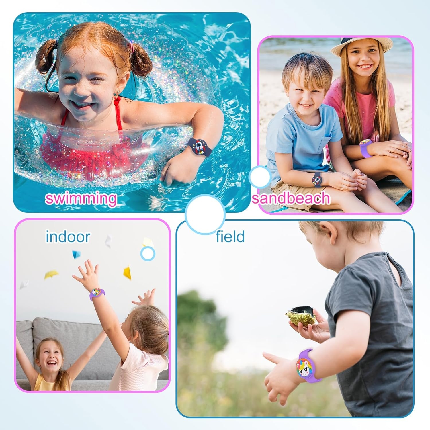 image:imageWaterproof Air tag Bracelets for Kids 2 Pack Soft Silicone Hidden Air tag Wristband Lightweight GPS Tracker Holder Compatible with Apple Airtag Band for Child WhiteDark BluePurpleNavy Blue