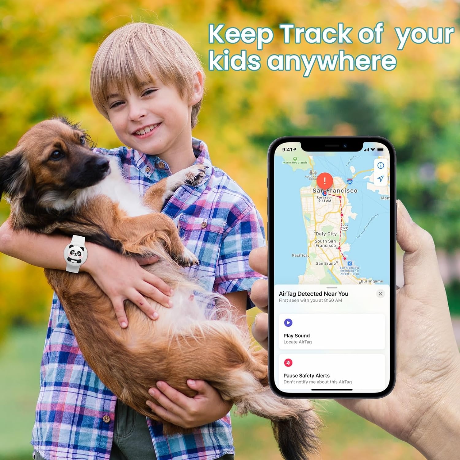 image:imageWaterproof Air tag Bracelets for Kids 2 Pack Soft Silicone Hidden Air tag Wristband Lightweight GPS Tracker Holder Compatible with Apple Airtag Band for Child WhiteDark BluePinkWhite