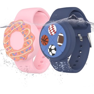 Waterproof Air tag Bracelets for Kids (2 Pack) – Soft Silicone Hidden Air tag Wristband – Lightweight GPS Tracker Holder Compatible with Apple Airtag Band for Child (White/Dark Blue)(Light Orange/Dark Blue)