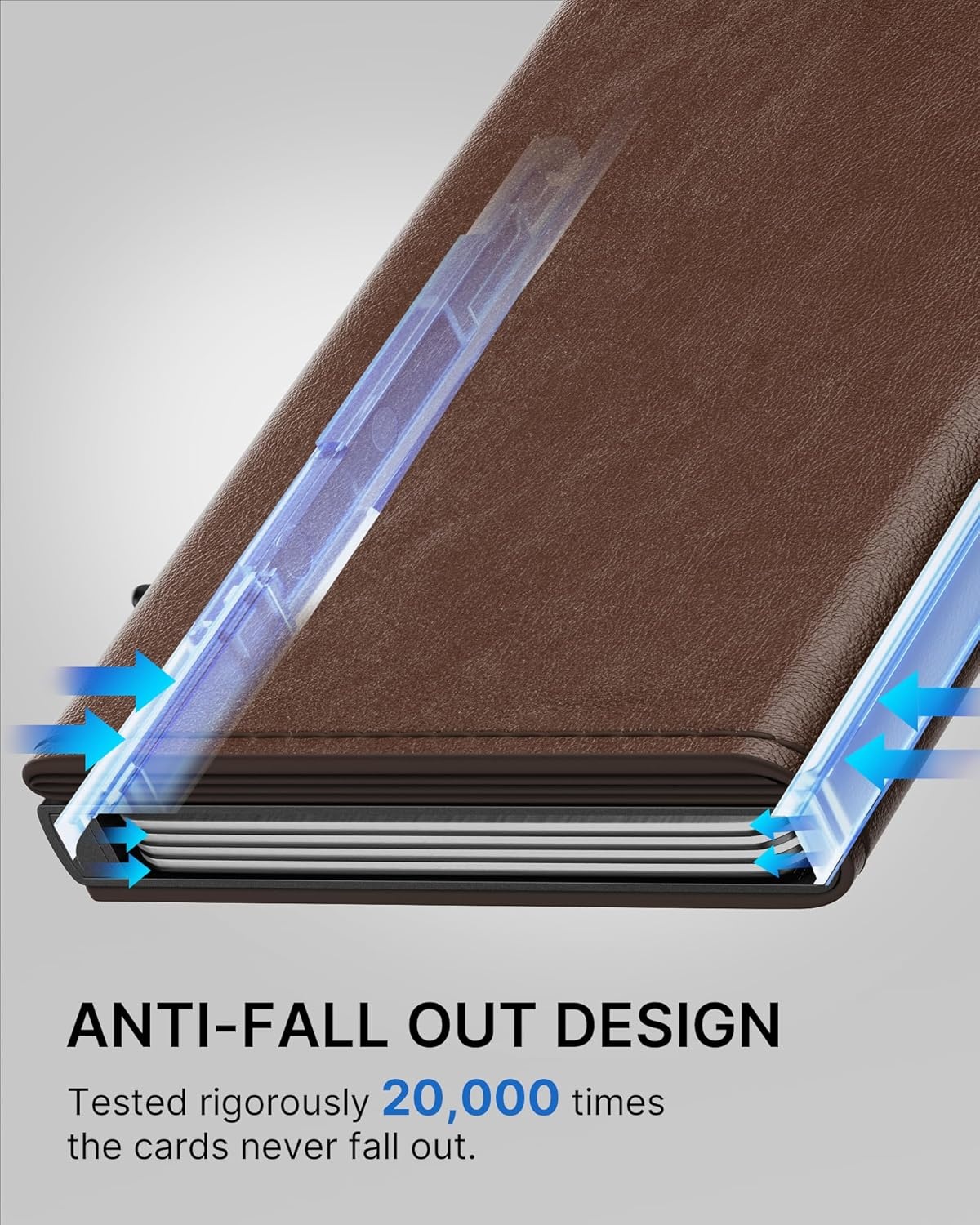 image:imagetypecase Mens Wallet Card Holder Pop Up Aluminum Case Genuine Leather Smart RFID Blocking Slim Minimalist Front Pocket 914 Card Capacity ID Window Cash Slot Antique BrownBlack Brown