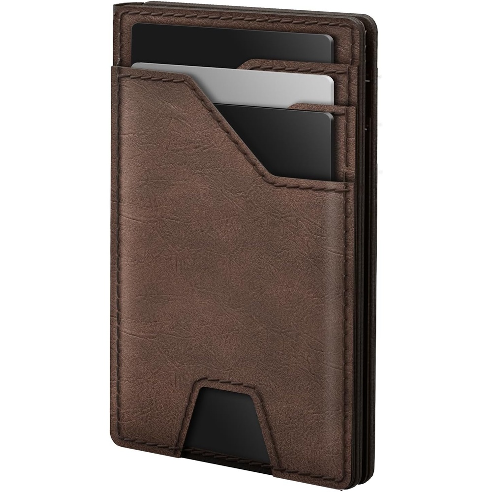 image:imagetypecase Leather Wallet for Men Card Holder Premium Genuine Leather RFID Blocking Slim Minimalist Front Pocket 15 Cards Capacity ID Window Money Clip Deep BrownBrown Burnished
