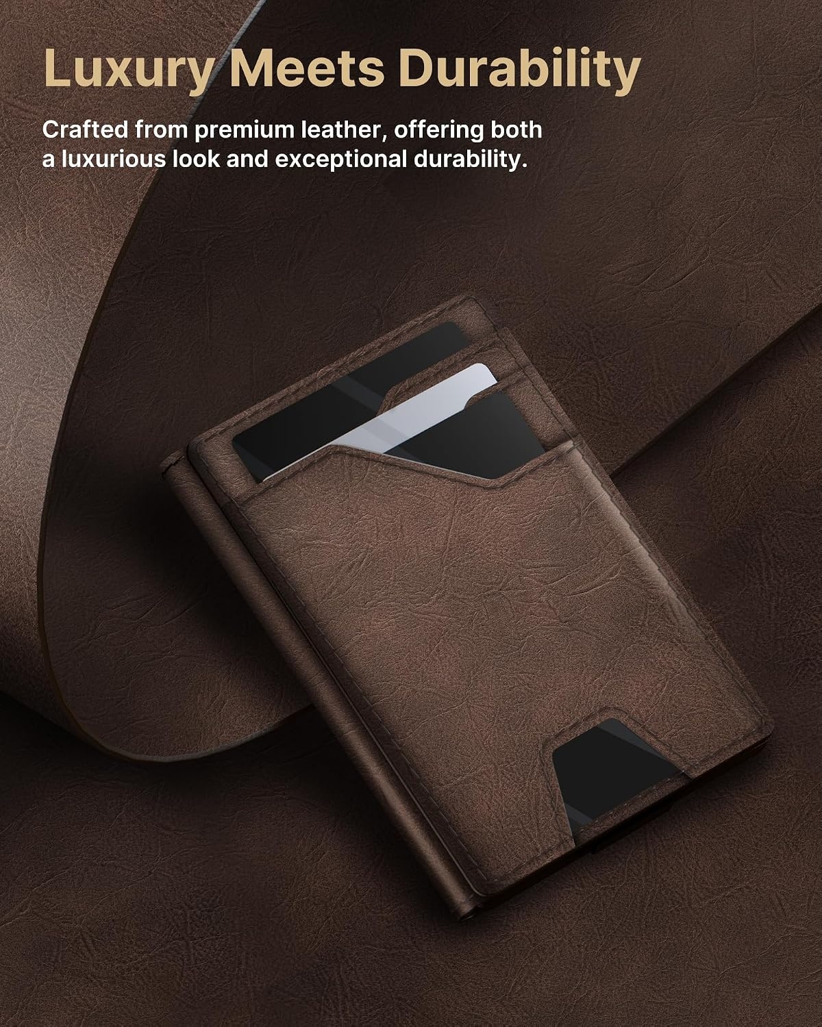 image:imagetypecase Leather Wallet for Men Card Holder Premium Genuine Leather RFID Blocking Slim Minimalist Front Pocket 15 Cards Capacity ID Window Money Clip Deep BrownBrown Burnished