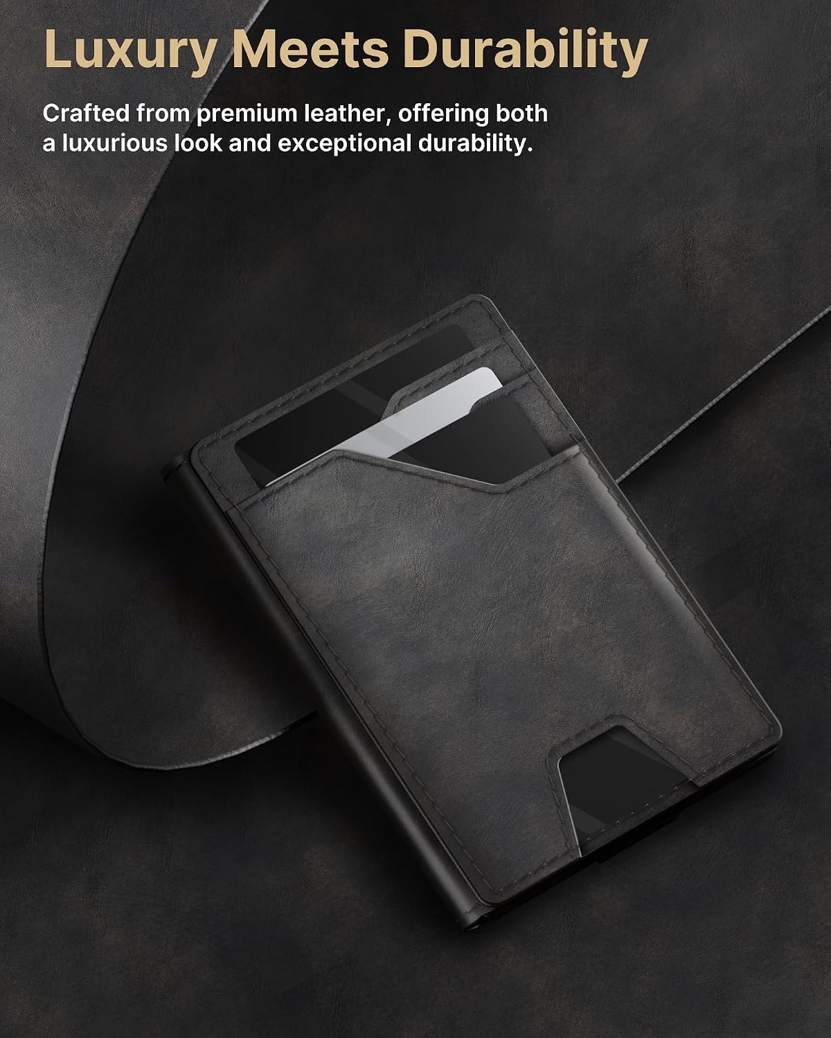 image:imagetypecase Leather Wallet for Men Card Holder Premium Genuine Leather RFID Blocking Slim Minimalist Front Pocket 15 Cards Capacity ID Window Money Clip Deep BrownBlack Burnished