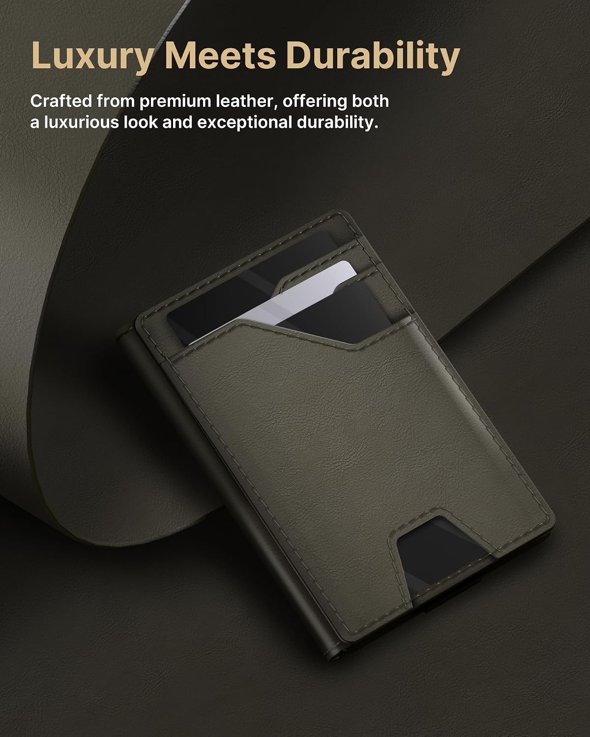 image:imagetypecase Leather Wallet for Men Card Holder Premium Genuine Leather RFID Blocking Slim Minimalist Front Pocket  15 Cards Capacity  ID Window  Money Clip Deep BrownGreen Burnished