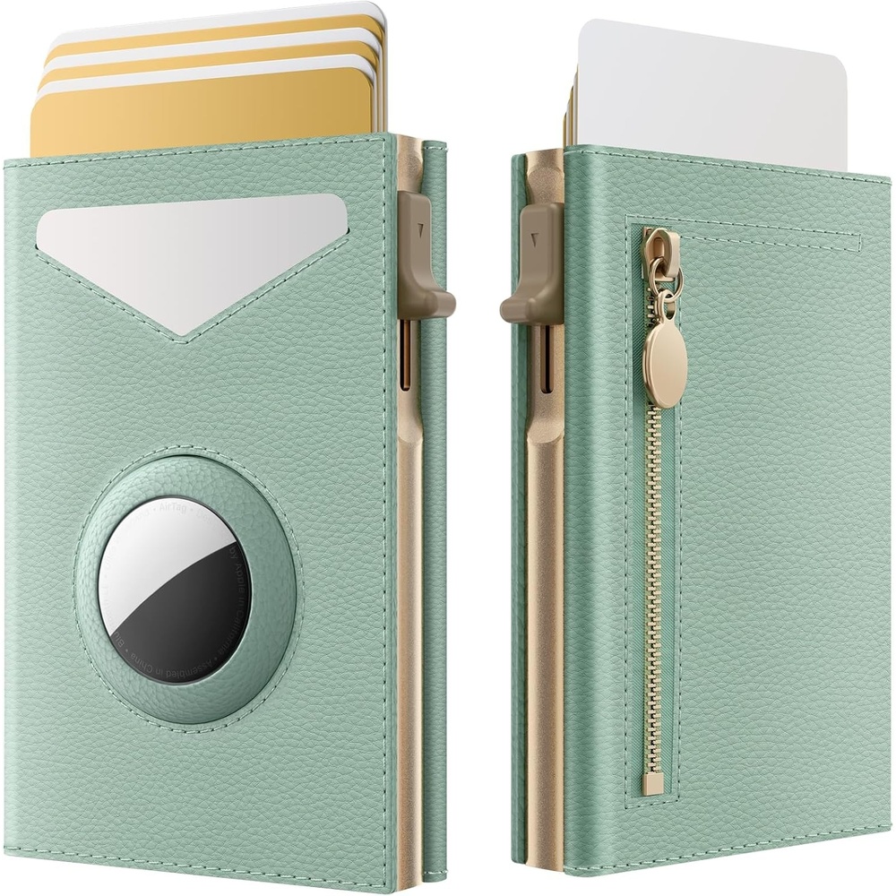 image:imagetypecase Wallet Women for Air Tag Slim RFID Pop Up Trifold WalletGreen