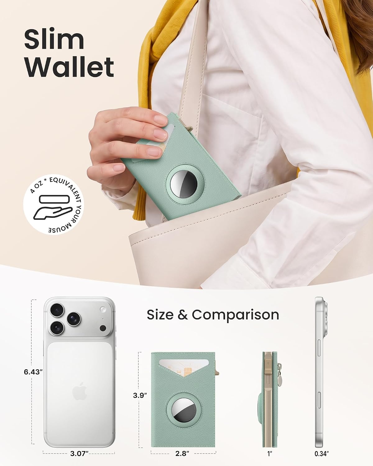 image:imagetypecase Wallet Women for Air Tag Slim RFID Pop Up Trifold WalletGreen