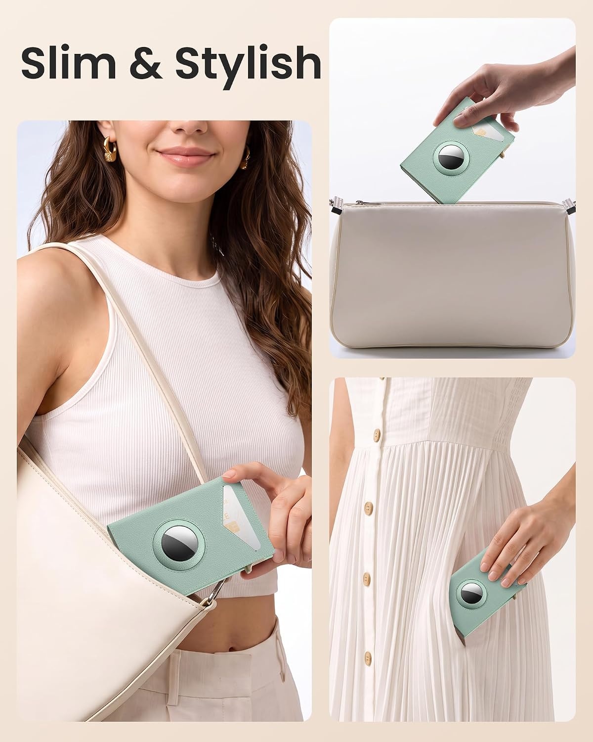 image:imagetypecase Wallet Women for Air Tag Slim RFID Pop Up Trifold WalletGreen