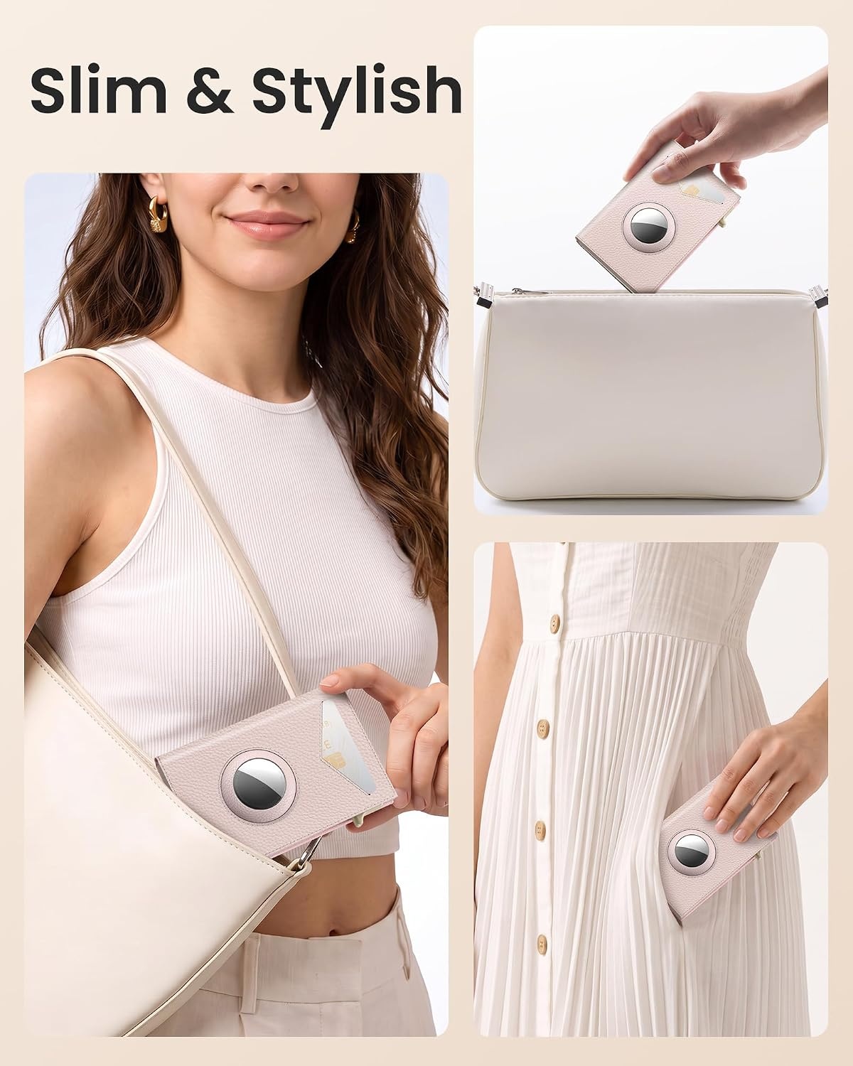 image:imagetypecase Wallet Women for Air Tag Slim RFID Pop Up Trifold WalletPink