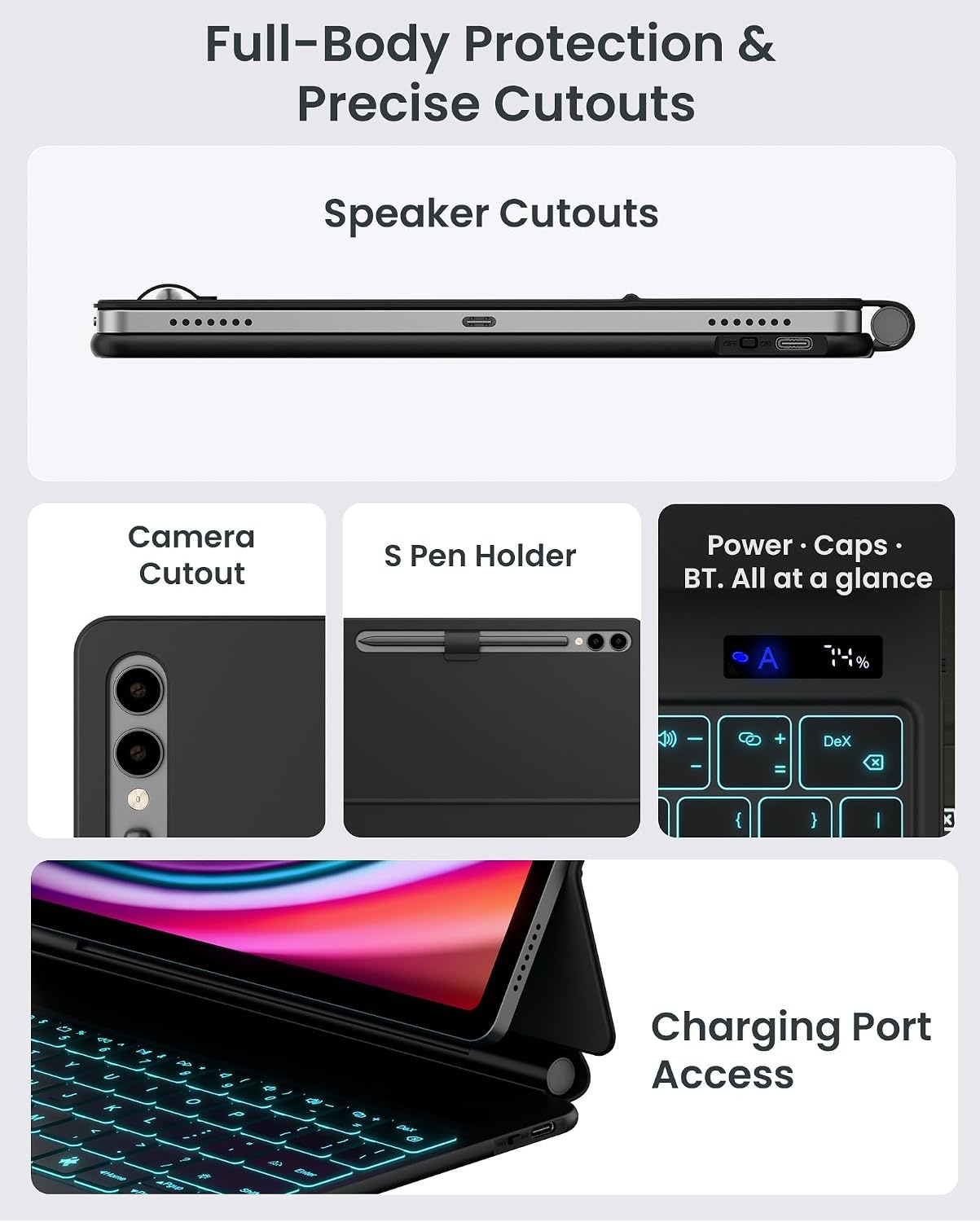 image:imagetypecase Keyboard Case for Galaxy Tab 124inch Trackpad MagneticBlack